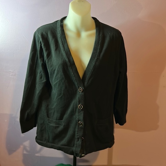 Banana Republic Women's Black Cardigan Size L Long Sleeve Open Front Sweater - Picture 1 of 3